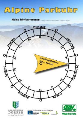 Weitwandern und Wandern Alpine Parkuhr - Tipps